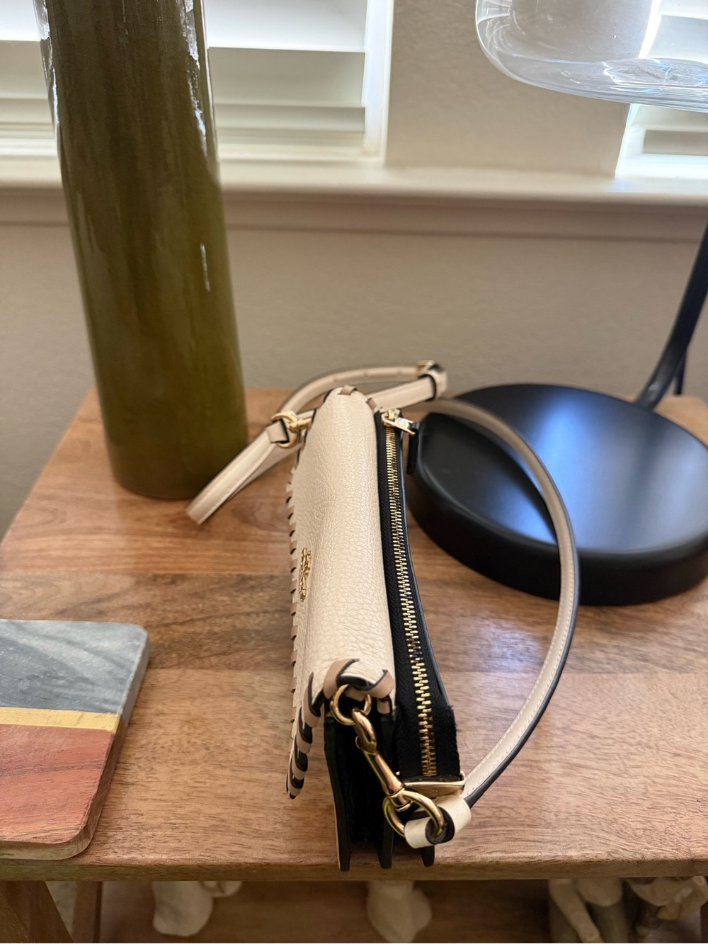 Coach Two-Tone Whipstitch Crossbody — Cream & Tan - Picture 3 of 6